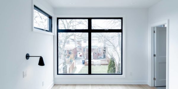 black floor to ceiling windows from custom home toronto