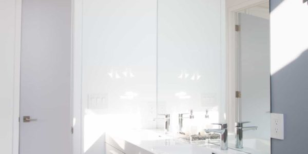 modern white bathroom from custom home toronto