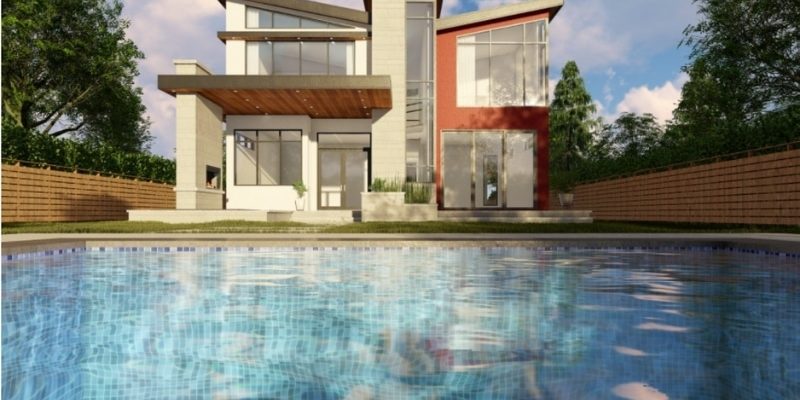 custom home with pool